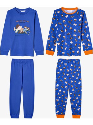 Penti Erkek Çocuk Saks Paws&play Pamuklu Uzun Kollu 2'li Pijama Takımı