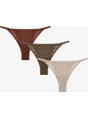 Penti Leaf Tones 3lü Lace Brazilian Külot