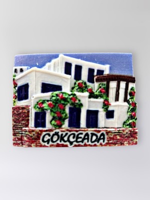 Mundy Gökçeada Polyester Kabartmalı Magnet 7,5 x 5,5 cm Dekoratif Hediyelik Buzdolabı Süsü (KOD:1631)