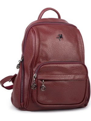 Nas Bag Kadın Çok Cepli Sırt Çantası (En :30CM x Boy:34) Bordo Victoria