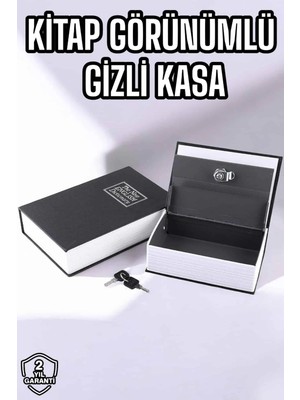 Mey Ithalat® Büyük Boy Anahtarlı Kitap Görünümlü Gizli Kasa Çelik Kasa Altın Kasası