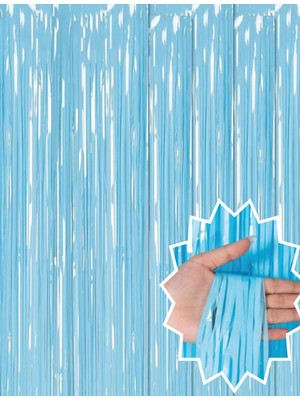 Mey Ithalat® Soft Mavi Püsküllü Kapı Perdesi - Parti, Baby Shower, Sünnet Süsü, Cinsiyet Partisi 1x2 M