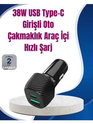 Mey Ithalat® Power Delivery Destekli 38W Araç Tipi Hızlı Şarj Cihazı