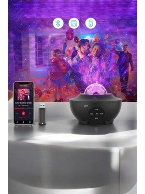 Çocuklara Özel Şarjlı Bluetooth Hoparlör Parti LED Lambası Yıldızlı Projeksiyon
