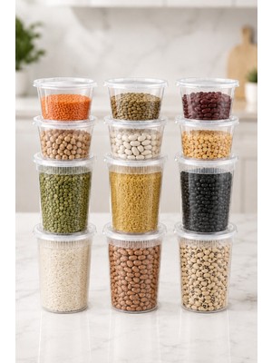 Ezupack 12' Li Set Gıda Un Erzak Bakliyat Saklama Kabı 6' Lı 1000 ml + 6' Lı 500 ml
