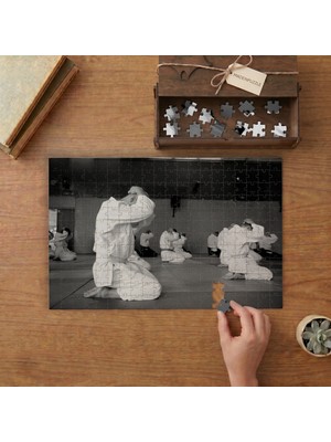 Aikido Kursu - Dövüş Sporu Tasarımı 240 Parça Ahşap Puzzle Ahşap Kutuda  MP00940