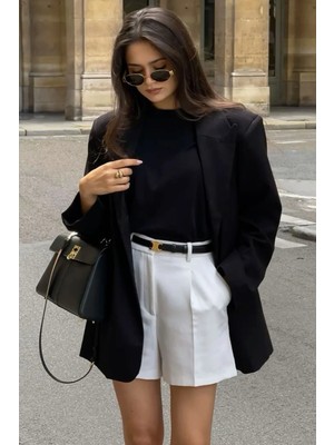 Açelya Okcu Premium Lowry Wide Leg Midi Boy Dokuma Şort