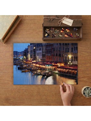 Venedik'te Akşam - Şehir Manzarası Tasarımı 240 Parça Ahşap Puzzle Ahşap Kutuda  MP01166