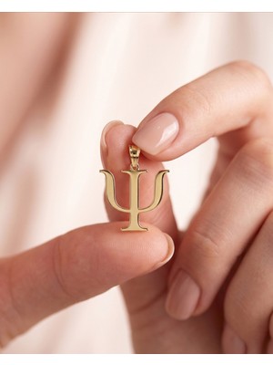 İndigo Takı Psi Psikoloji Simgesi 14 Ayar Altın Kolye Ucu