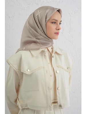 Armine Geometrik Desenli Saf Ipek Twill Eşarp 9441D 07