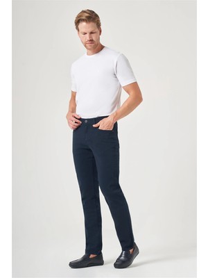 İmza Lacivert 5 Cep Gabardin Slim Fit Pamuklu Denim Jean Kot Pantolon 1003260317