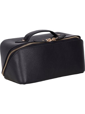 BloominBag Ella Terra Onyx Black Deri Seyahat ve Makyaj Çantası