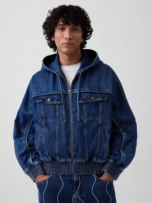 Gap Erkek Koyu Mavi Gap × Hfr Denim Fermuarlı Sweatshirt By Daveed Baptiste
