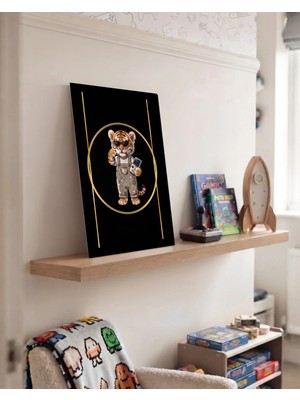 Harikabirev Oyun Oynayan Sevimli Hayvanlar 20X30 cm Mdf Tablo | Kaplan | Oynhyvnmdf