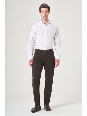 İmza Kahverengi 5 Cep Gabardin Slim Fit Pamuklu Denim Jean Kot Pantolon 1003260317