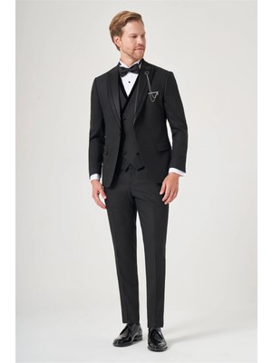 İmza Siyah 6 Drop Slim Fit Esnek Yelekli Damatlık 1001260388