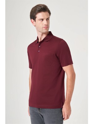 İmza Mor Polo Yaka Kısa Kol Cepli Comfort Fit %100 Pamuk Tişört 1011260163