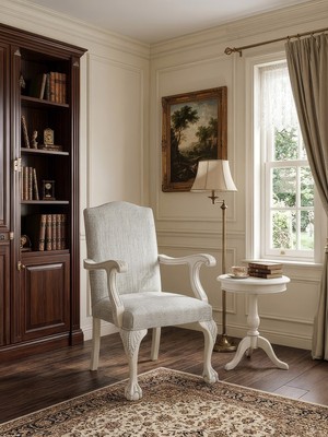 Gazzini Furniture Roma Kolçaklı Ahşap Işlemeli Berjer