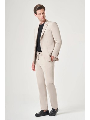 İmza Taş Mono Yaka 6 Drop Slim Fit Beli Lastikli Takım Elbise 1001260194