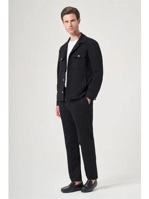 İmza Siyah Berberi Yaka Örme Beli Lastikli 6 Drop Slim Fit Astarsız Esnek Takım Elbise 1001260177