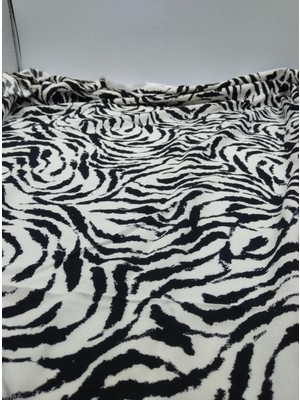 Elna Kumaş Siyah Beyaz Zebra Desenli Pamuk Viskon Kumaş | 150 cm En