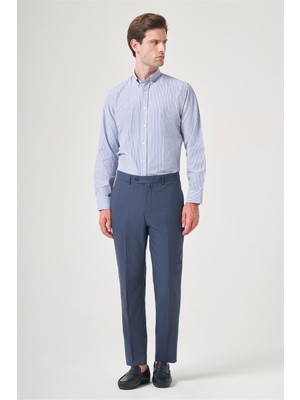 İmza Lacivert Yan Cep Filafil Desen Slim Fit Esnek Pantolon 1003260152
