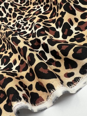 Elna Kumaş Premium Leopar Desenli Viskon Kumaş – Şık Dikiş Projeleri Için