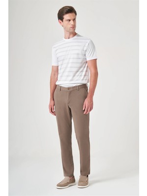 İmza Vizon Yan Cep Örme Slim Fit Casual Pamuklu Chino Pantolon 1003260905