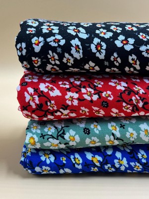 Elna Kumaş Çiçekli Pamuk Viskon Kumaş – Hafif Elbise, Etek ve Bluzluk | 150 cm En