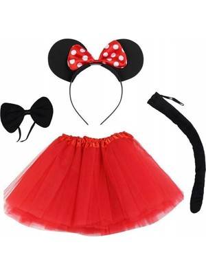 Uravas Store Mey Ithalat® Minnie Mouse Kostüm Seti Etek Taç Kuyruk Papyon Gösteri Seti
