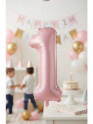 Çavuş E-Ticaret Pembe Rengi 1 Rakam Folyo Balon 76 cm 1 Yaş Balonu Doğum Günü