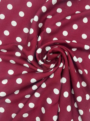 Elna Kumaş Bordo Puantiyeli Viskon Kumaş – Dökümlü Elbiselik | 150 cm En
