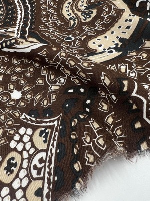 Elna Kumaş Siyah Beyaz Boho Etnik Desenli Viskon Kumaş – Retro | 150 cm En