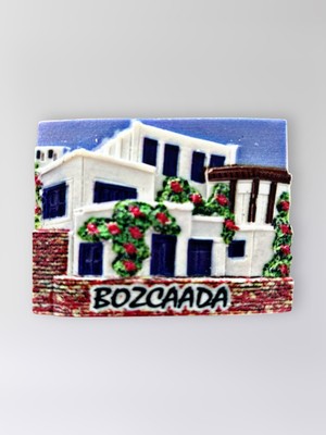 Mundy Bozcaada Polyester Kabartmalı Magnet 7,5 x 5,5 cm Dekoratif Hediyelik Buzdolabı Süsü (KOD:1648)
