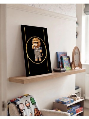 Harikabirev Oyun Oynayan Sevimli Hayvanlar 20X30 cm Mdf Tablo | Aslan | Oynhyvnmdf