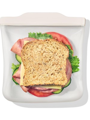 EstoreBox Oxo Good Grips Silicone Reusable Bag Sandwich Bag (28 Oz) - Oat