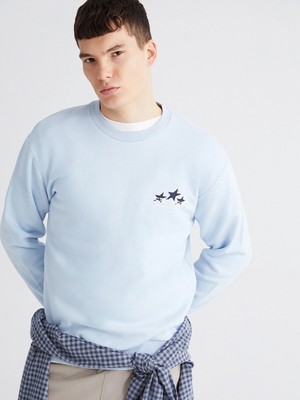 Lc Waikiki Yeni Sezon Bisiklet Yaka Baskılı Erkek Sweatshirt