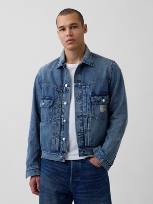 Gap Erkek Mavi Keith Haring Icon Denim Ceket