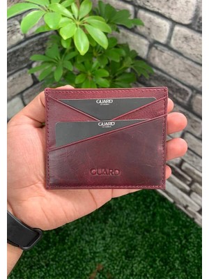Çıkrık Guard Antik Bordo Hakiki Deri Kartlık
