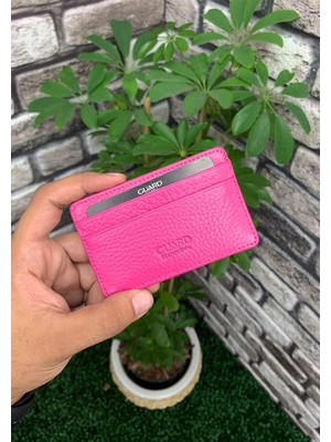 Çıkrık Guard Ultra Ince Unisex Fuşya Minimal Deri Kartlık