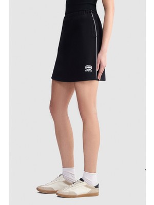 Ecko Unltd. Ecko Red Lılıana Loose Fit Kısa Baskılı Interlok Pike Kadın Siyah Etek