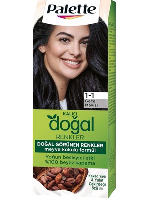 Palette Kalıcı Doğal Renkler 1-1 Gece Mavisi Kakao Yağı & Yulaf Çekirdeği Özlü Saç Boyası