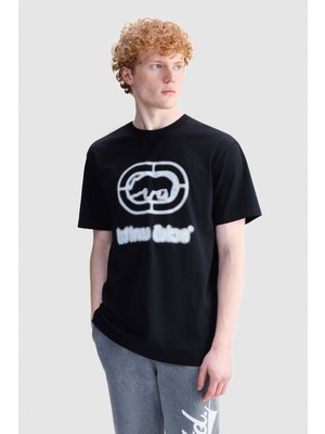 Ecko Unltd. Stance Loose Fit Bisiklet Yaka Baskılı Nakışlı %100 Pamuk Erkek Siyah Tişört