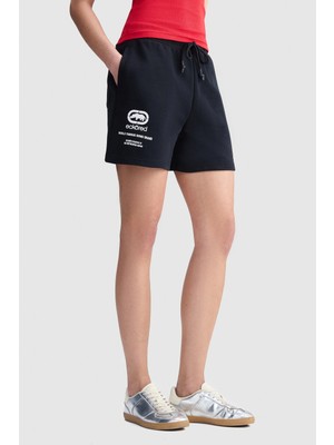 Ecko Unltd. Ecko Red Sadıe Loose Fit Çift Cepli Baskılı 3 Pamuklu Kadın Siyah Şort