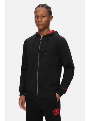 Ecko Unltd. Jalen Siyah Kapüşonlu Baskılı Loose Fit Pamuklu Erkek Hırka