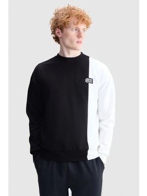 Ecko Unltd. Landon Loose Fit Bisiklet Yaka Baskılı Interlok Erkek Siyah Sweatshirt