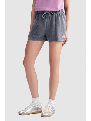 Ecko Unltd. Ecko Red Emery Loose Fit Mini Baskılı %100 Pamuk Kadın Gri Şort