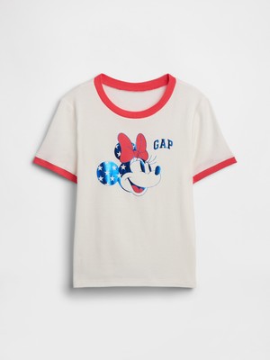 Gap Kız Çocuk Beyaz Disney Minnie Mouse Ringer T-Shirt
