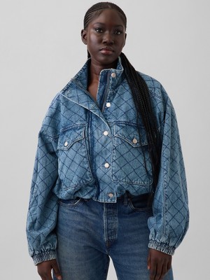 Gap Kadın Mavi Gap × Hfr Dikişli Denim Bomber Ceket By Latouché