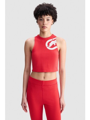 Ecko Unltd. Ecko Red Hannah Regular Fit Crop Bisiklet Yaka Baskılı Kadın Kırmızı Atlet